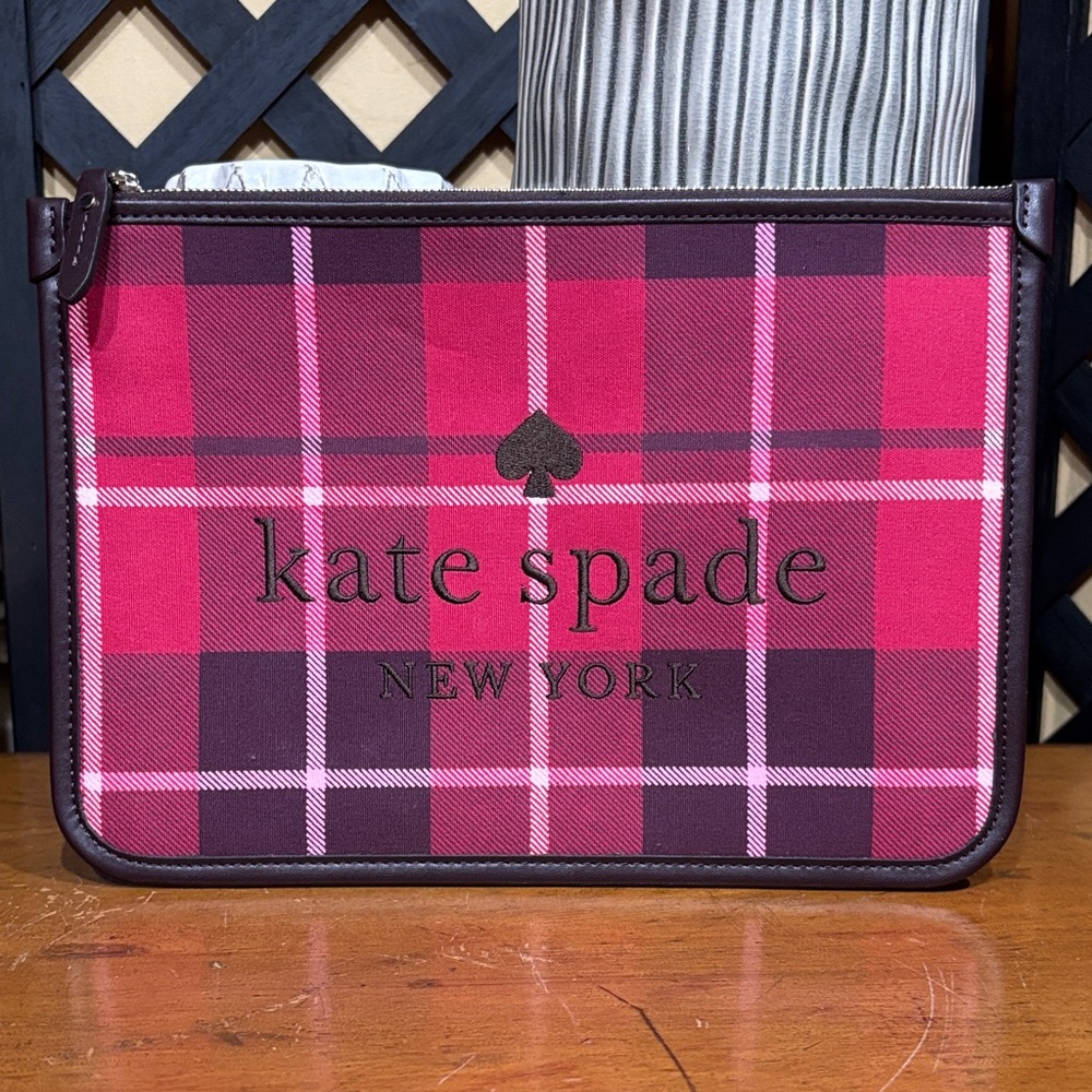kate spade Pink Plaid Clutch